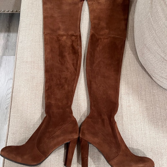 Stuart Weitzman OTK walnut brown suede boots 8.5 highland over-the-knee $795 - Picture 4 of 10